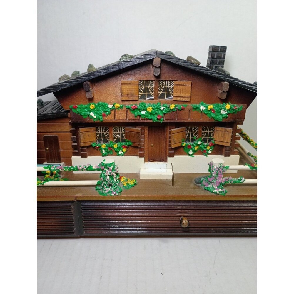 Vintage 60s Wind Up Black Forest Cottage Look Music Box Japan MCM - Picture 8 of 11